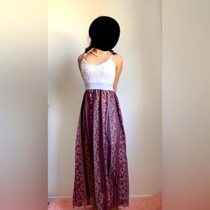 White top flower bottom long dress size small in  women